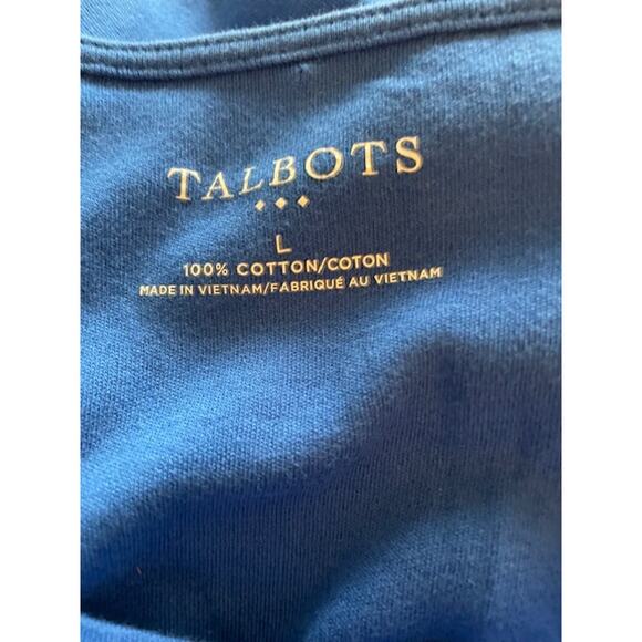 Talbots Size Large‎ Blue Knit Cotton Blouse - Picture 4 of 4